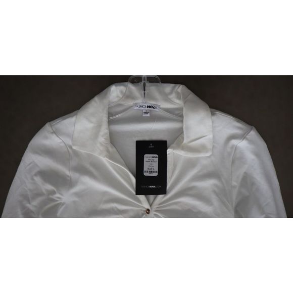 Fashion Nova 72791 Women's Sz L Off White Nia Long Sleeve Bodysuit - Picture 5 of 8